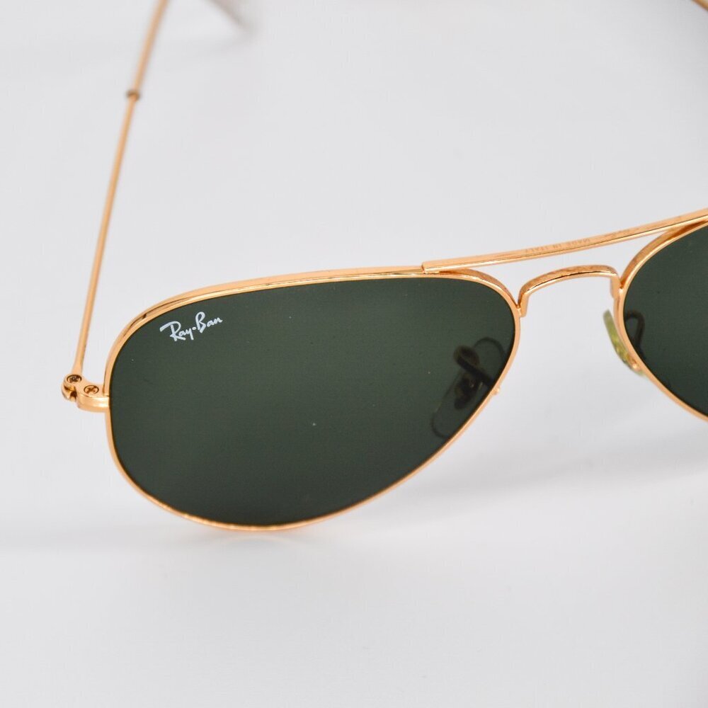 Ray-Ban Aviator Classic Sunglasses Polished Arista Gold Frame Green Tinted Lens - Picture 4 of 4